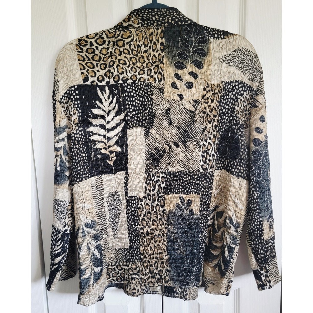 Alberto Makali Animal Print Button Down Top Blouse XL - Picture 4 of 8